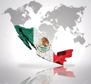 32762955-mapa-de-méxico-con-la-bandera-mexicana-en-un-mapa-del-mundo-de-fondo