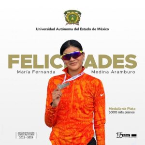 La UAEMex felicita a María Fernanda Medina Aramburo, por su destacada actuación en el Campeonato Nacional de Atletismo de Primera Fuerza en Puebla