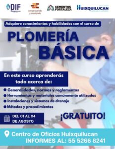 El DIF de Huixquilucan te invita a inscribirte en el curso de Plomería Básica