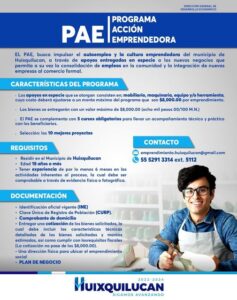 Ayuntamiento de Huixquilucan te invita a participar en el programa de Acción Emprendedora.