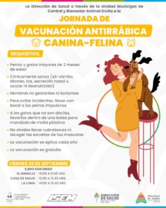 Vacunación Antirrábica Canina y Felina