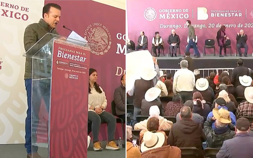 Gobernador de Durango recibido con abucheos en visita de AMLO