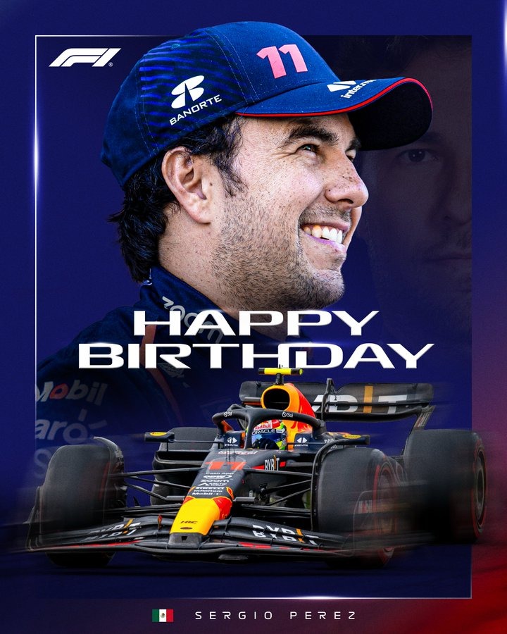 Checo Pérez cumple 34 años y recibe felicitaciones de la F1 y Red Bull