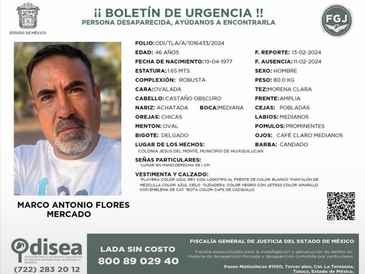 Desaparición de Marco Antonio Flores Mercado: familia espera ayuda del público