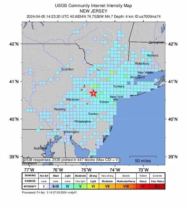 Nueva York: temblor de 4,8 golpea la costa este de EEUU