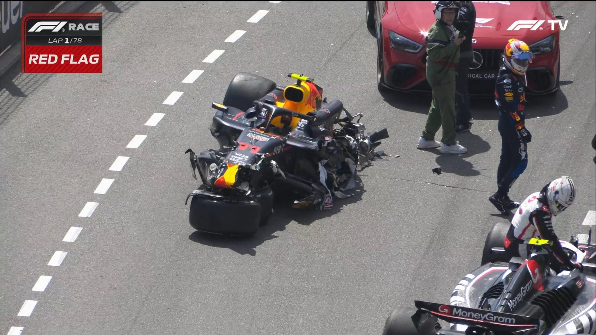 Caótico inicio: Checo Pérez, fuera en la primera vuelta del GP de Mónaco