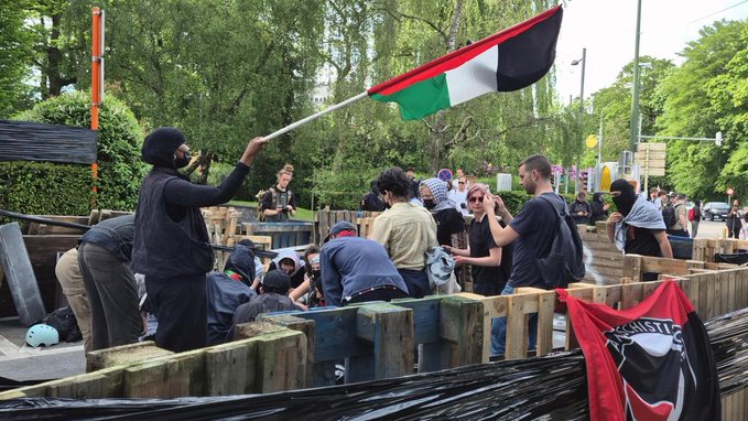 Protesta propalestina en embajada de Israel en Bruselas