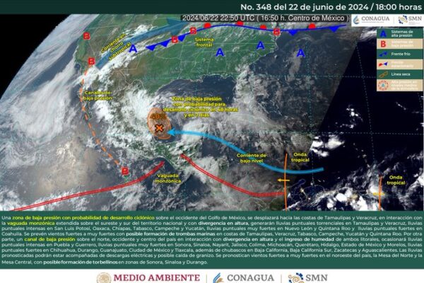 Pronóstico del tiempo para México hoy 23 de Junio