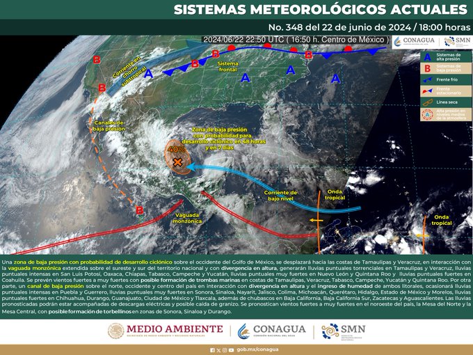 Pronóstico del tiempo para México hoy 23 de Junio