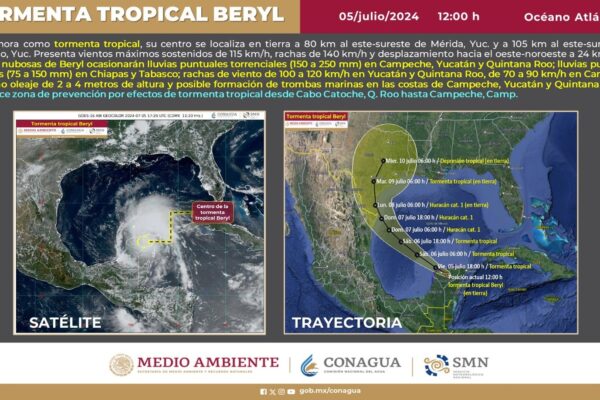 Actualización: huracán Beryl se debilita a tormenta tropical