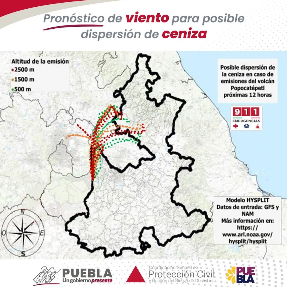 Amarillo fase 2: actividad volcánica del Popocatépetl, caída de ceniza y cancelación de vuelos