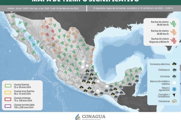 El tiempo en México para este 15 de febrero: frente frío 27