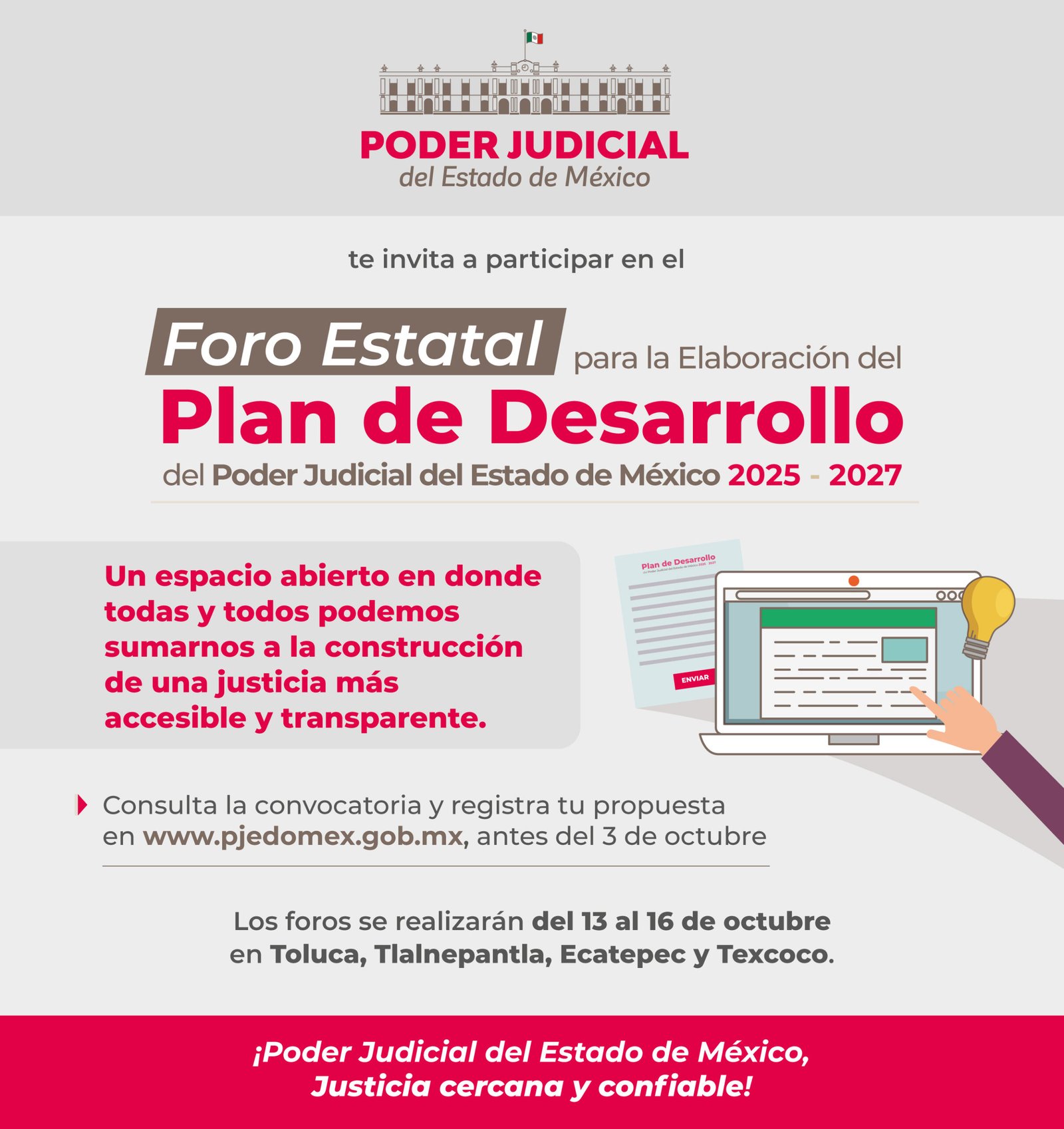 22092025 COMUNICADO PJEDOMEX- FORO DE CONSULTA PLAN DE DESARROLLO