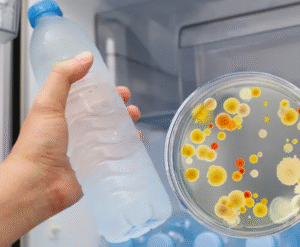 botella de agua bacterias