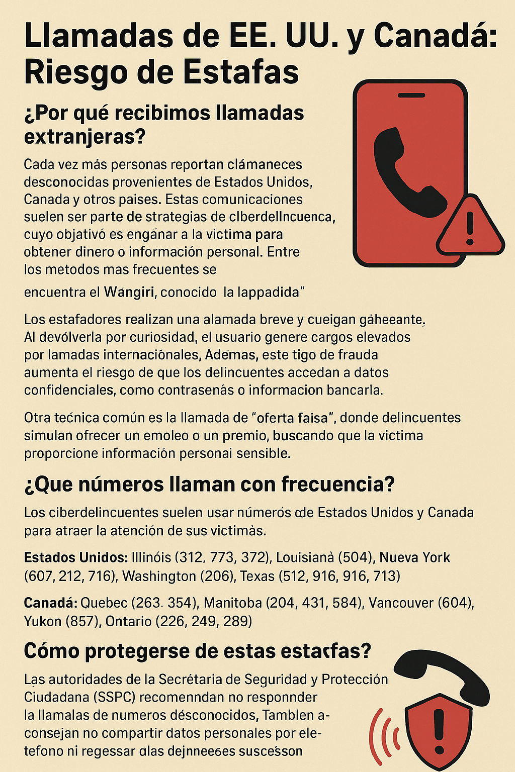 Llamadas de EE. UU. y Canadá: Riesgo de Estafas