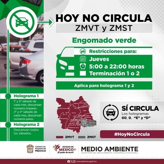 Hoy No Circula Edomex Jueves verde