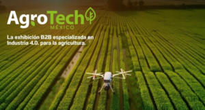 Sensores de riego automatizado en un cultivo representando el Agrotech en México.