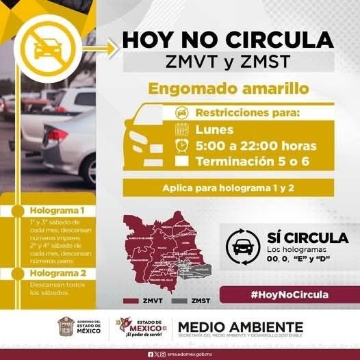 No circula edomex lunes