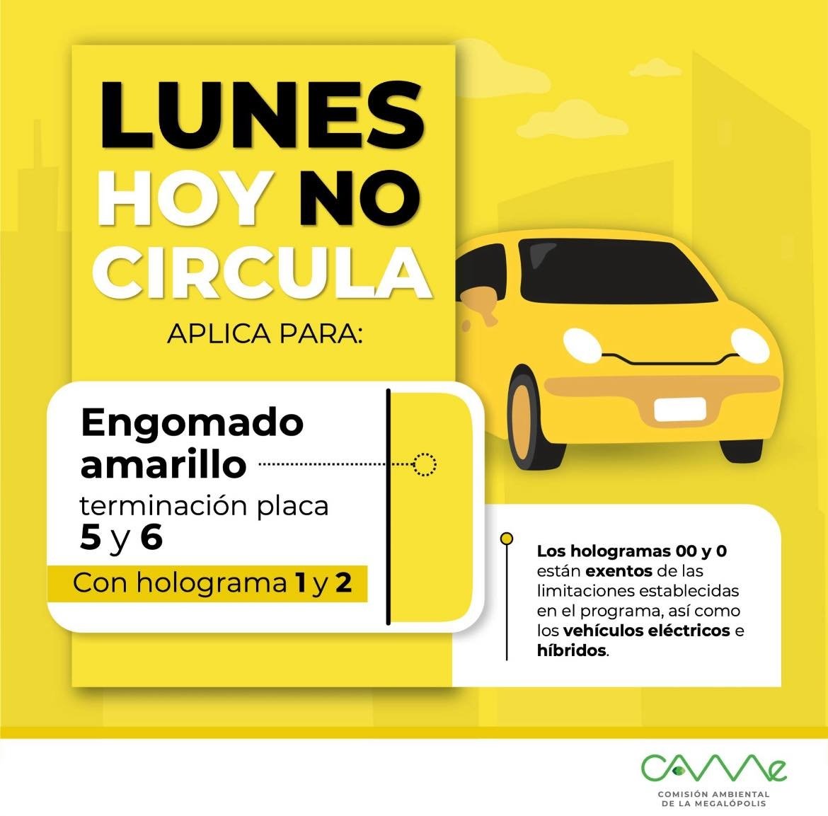 No circula lunes cdmx edomex
