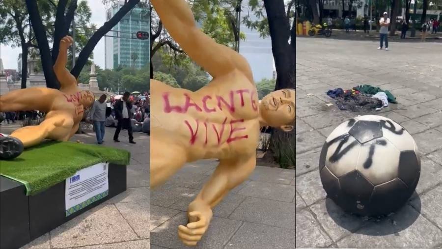 CNTE queman estatuas futbolistas