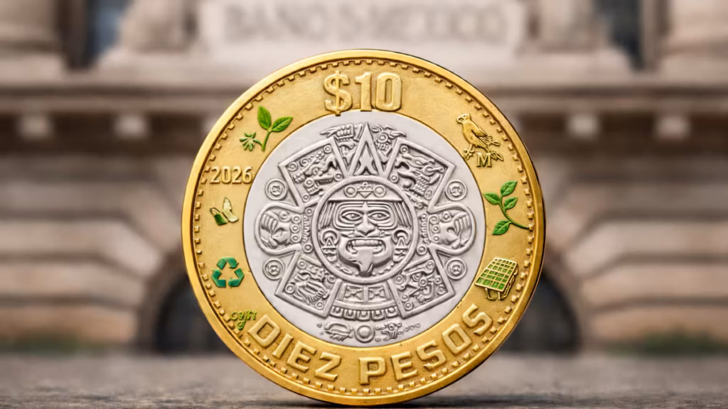 Nueva moneda 10 pesos circulación México