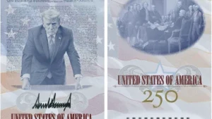 pasaporte con la imagen de Trump